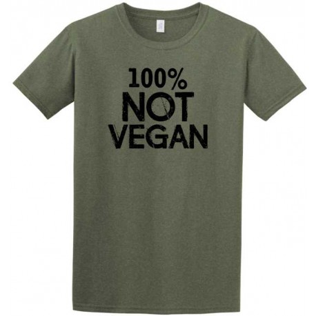 100% Not Vegan Adult Heather Military Green Short Sleeve Tee